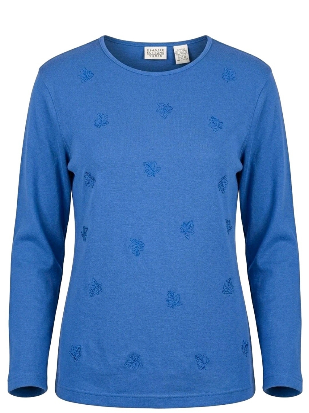Vintage Classic Elements Blue Long Sleeve Embroidered Tee Size 16-18